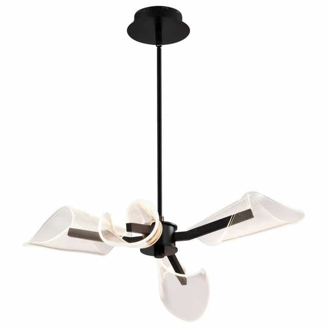 Nuvo 62-2283 Sedona 27-Inch 4 Light Chandelier Silk Screened Acrylic Glass Matte Black Finish 120V