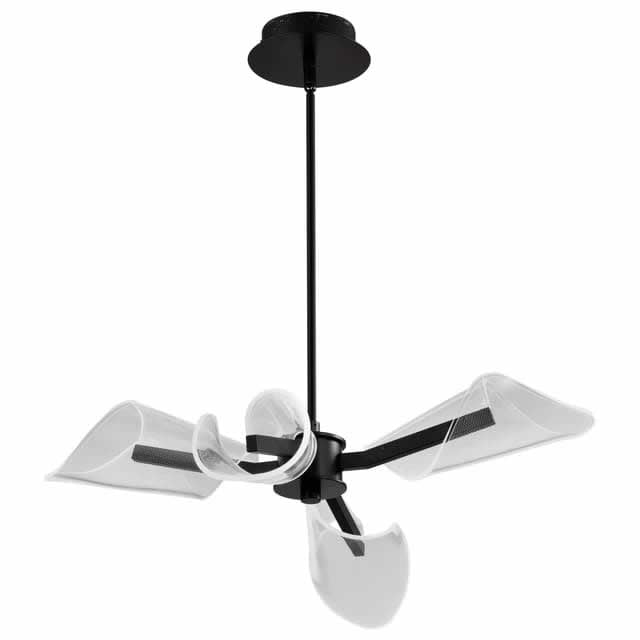 Nuvo 62-2283 Sedona 27-Inch 4 Light Chandelier Silk Screened Acrylic Glass Matte Black Finish 120V