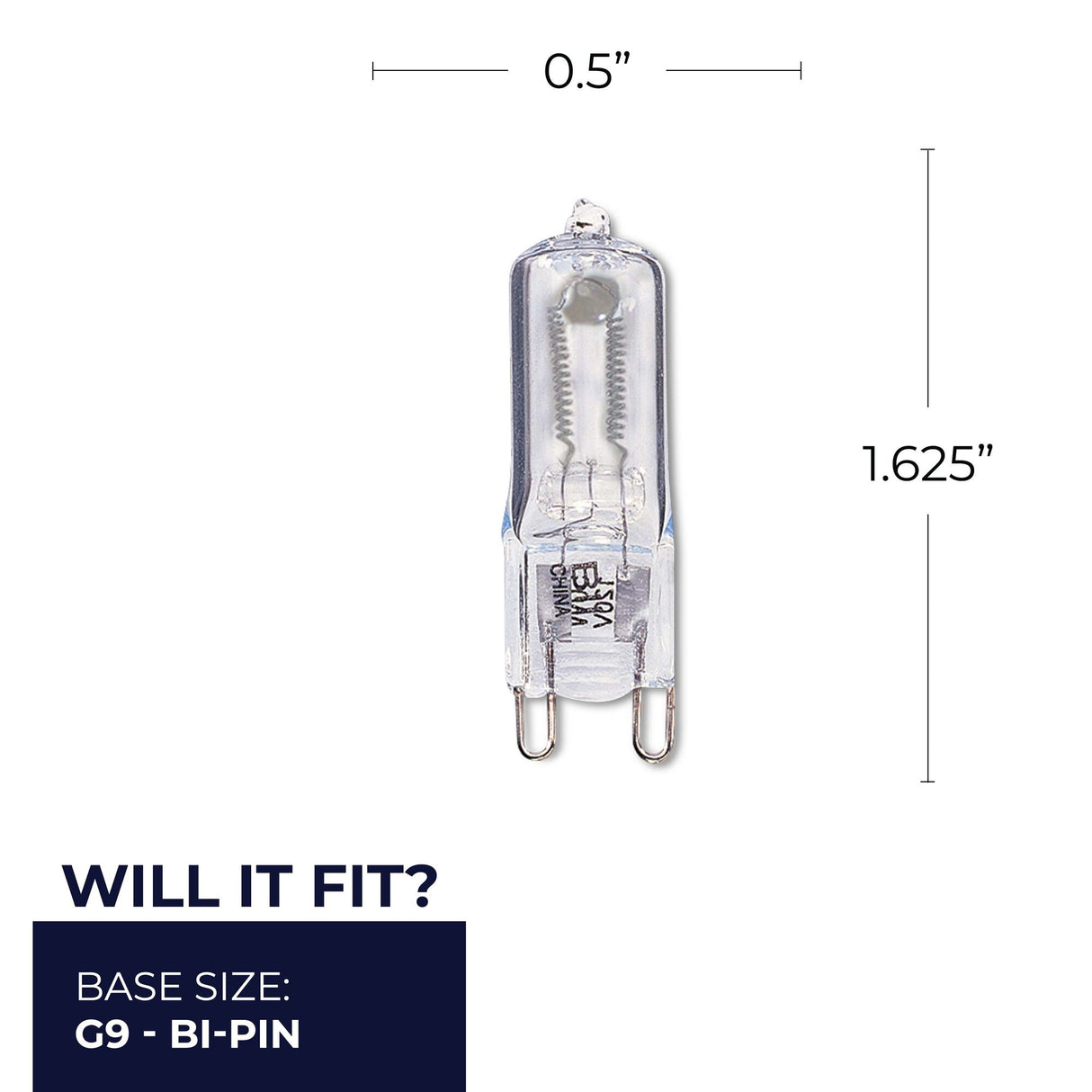 Bulbrite 860827 Bulbrite Pack of (5) Halogen T4 Bi-Pin Base (G9) Light Bulb, 35 Watt, Clear