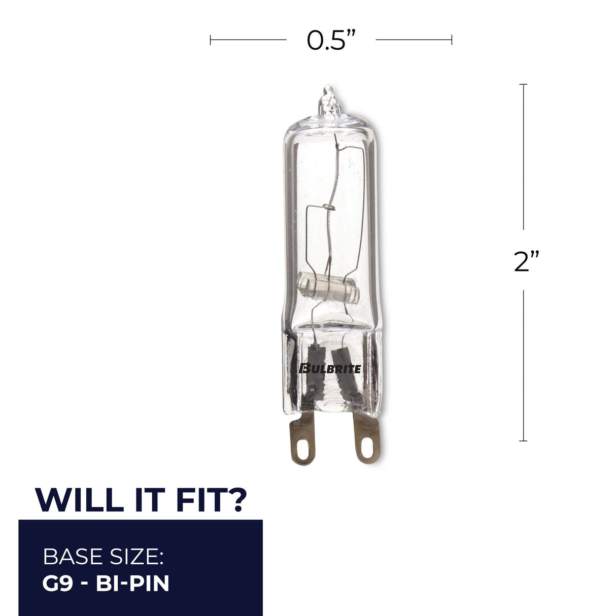 Bulbrite 860828 Bulbrite Pack of (5) Mini Halogen T4 Bi-Pin Base (G9) Light Bulbs, 40 Watt, Clear