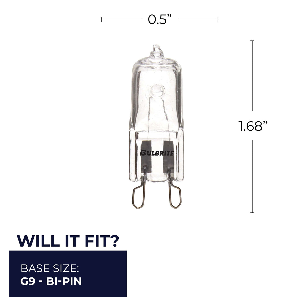 Bulbrite 860831 Bulbrite Pack of (5) 75 Watt Dimmable Clear T4 Bi-Pin (G9) Mini Halogen Light Bulbs