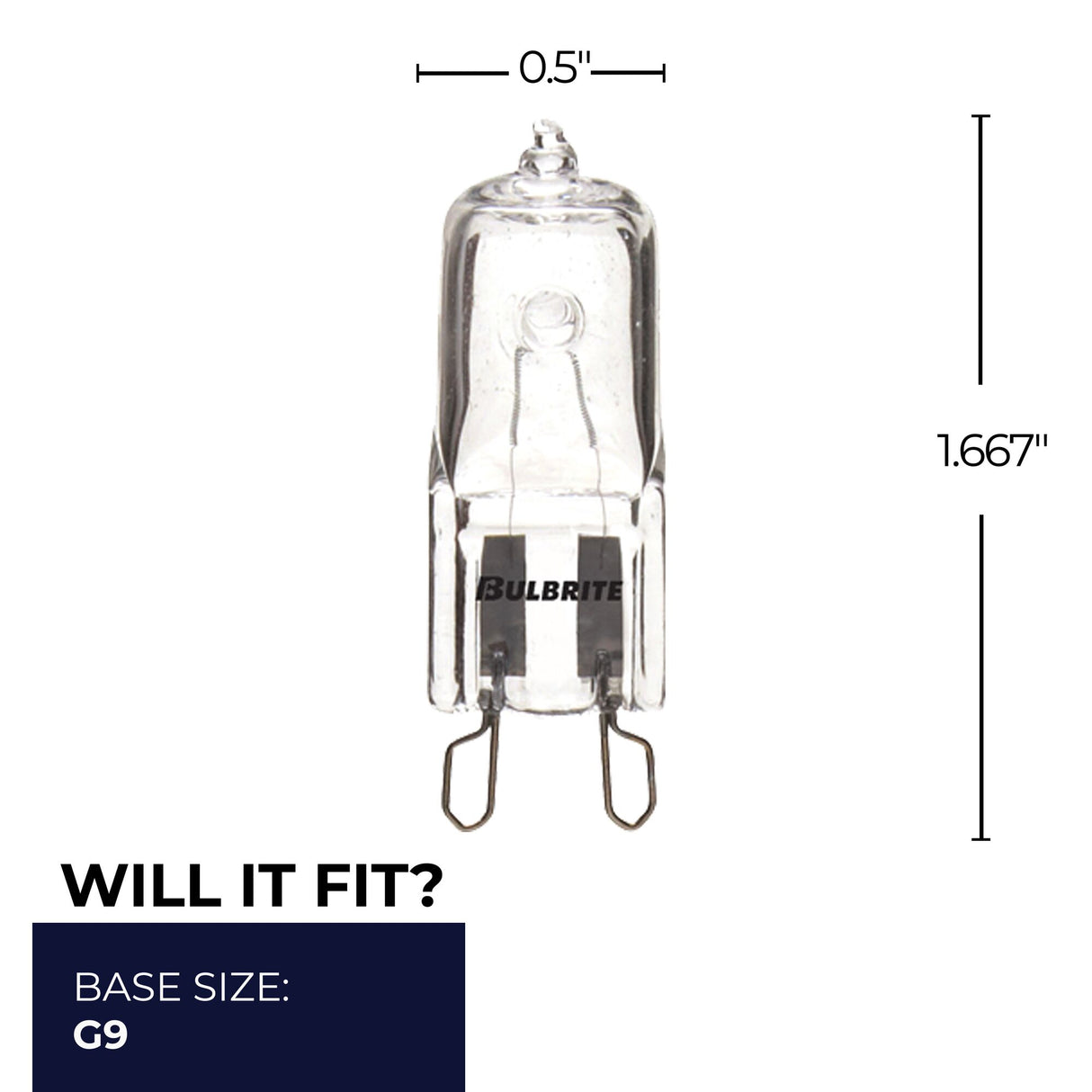 Bulbrite 860833 Bulbrite Pack of (5) 100 Watt Dimmable Clear T4 Bi-Pin (G9) Mini Halogen Light Bulbs