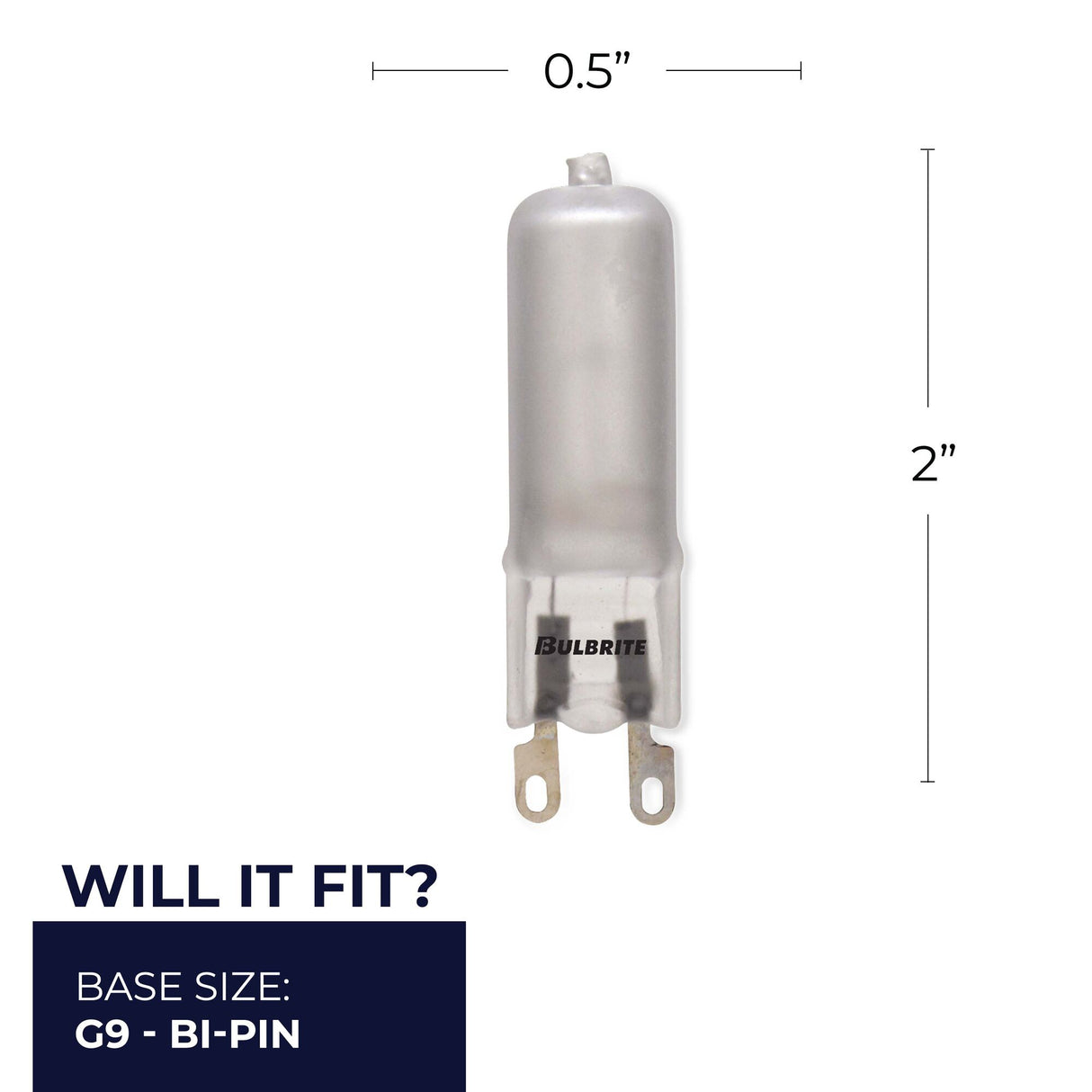 Bulbrite 860835 Bulbrite Mini Halogen T4 Bi-Pin Base (G9) Light Bulb, 40 Watt, Frost 120V, 5 Pack