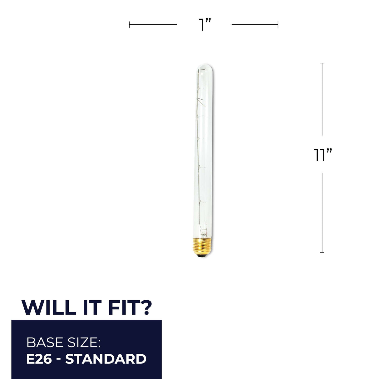 Bulbrite 861076 Bulbrite Incandescent Pack of (5) Dimmable 40 Watt T8 Light Bulbs with Clear Glass Finish and Medium (E26) Screw Base (E26), 2700K (Warm White Light)