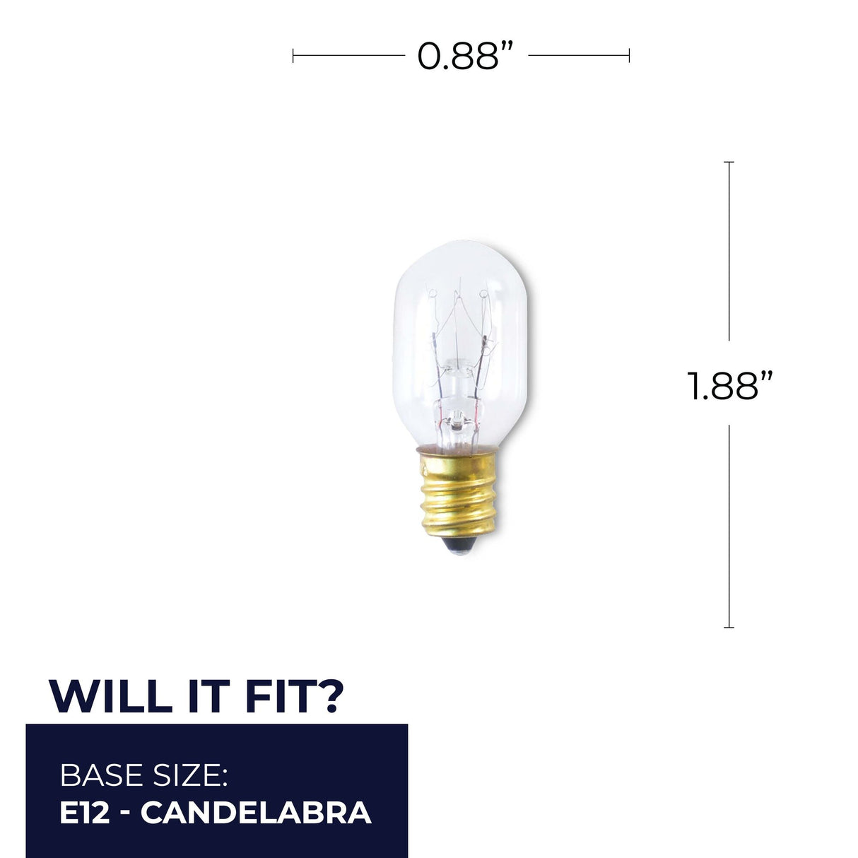 Bulbrite 861283 Bulbrite Incandescent T7 Candelabra Screw Base (E12) Light Bulb, 15 Watt, Clear, Pack of 25