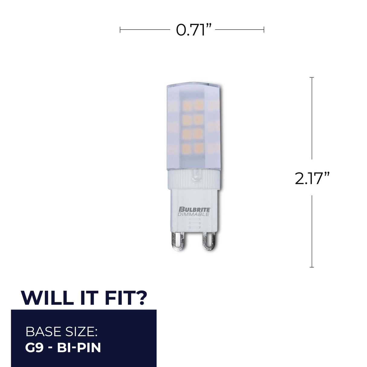 Bulbrite 861526 Bulbrite Pack of (2) 4.5 Watt Dimmable Frost Mini T4 Bi-Pin (G9) LED Bulb - 340 Lumens, 2700K, and 80 CRI