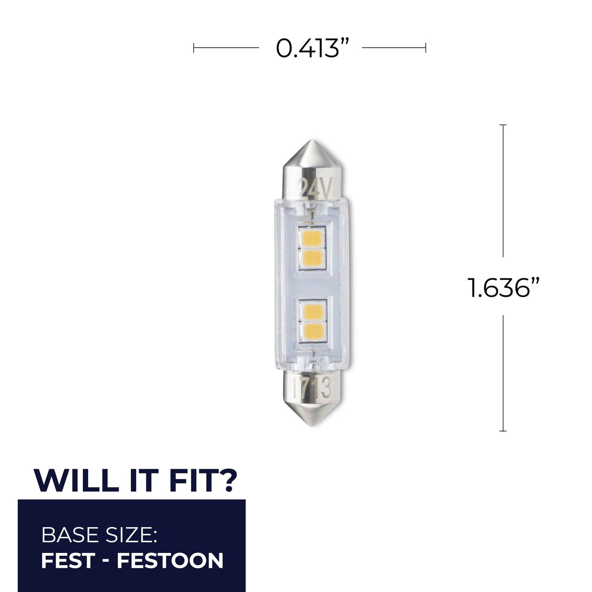 Bulbrite 861534 Bulbrite LED Mini T3 Non-Dimmable Festoon Base 24V Light Bulb 20 Watt Equivalent 3000K, Clear 3-Pack , Soft White
