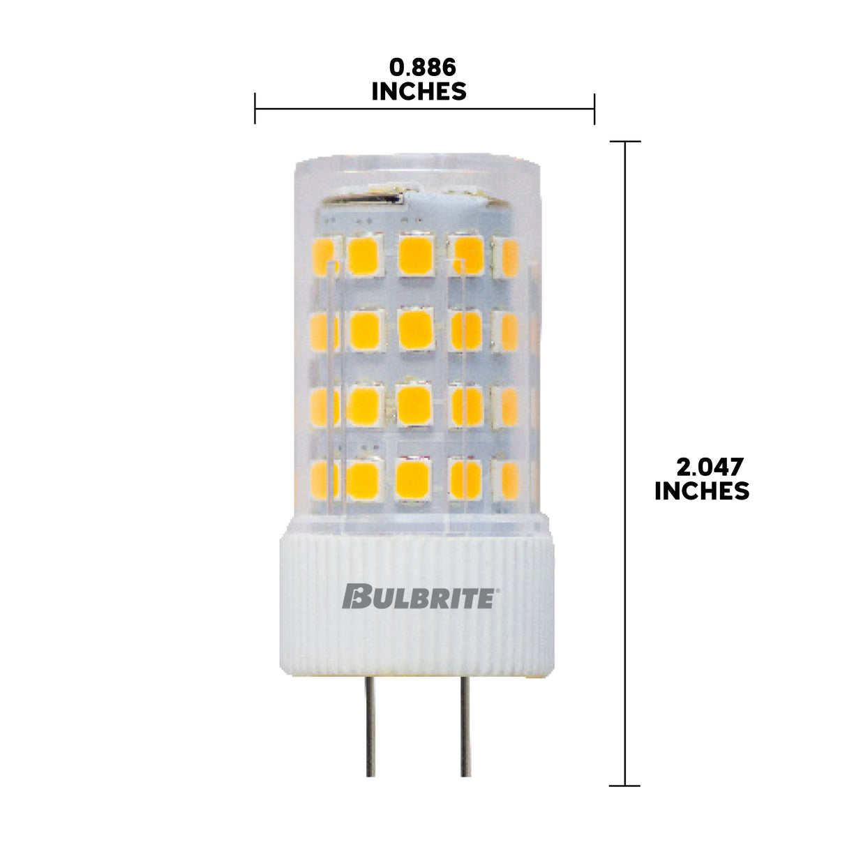 Bulbrite 861598 5W LED T7 Light Bulb 2700K Dimmable GY6 550 Lumens 12V 2PK