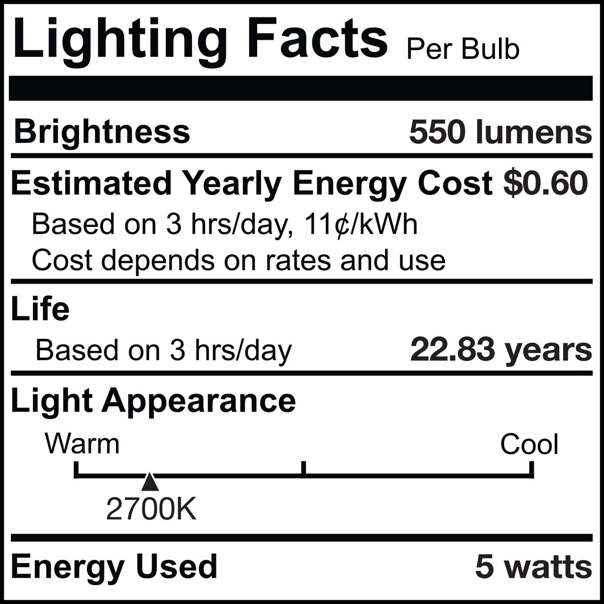Bulbrite 861602 5W LED T6 Light Bulb 2700K Dimmable E12 550 Lumens 120V 2PK