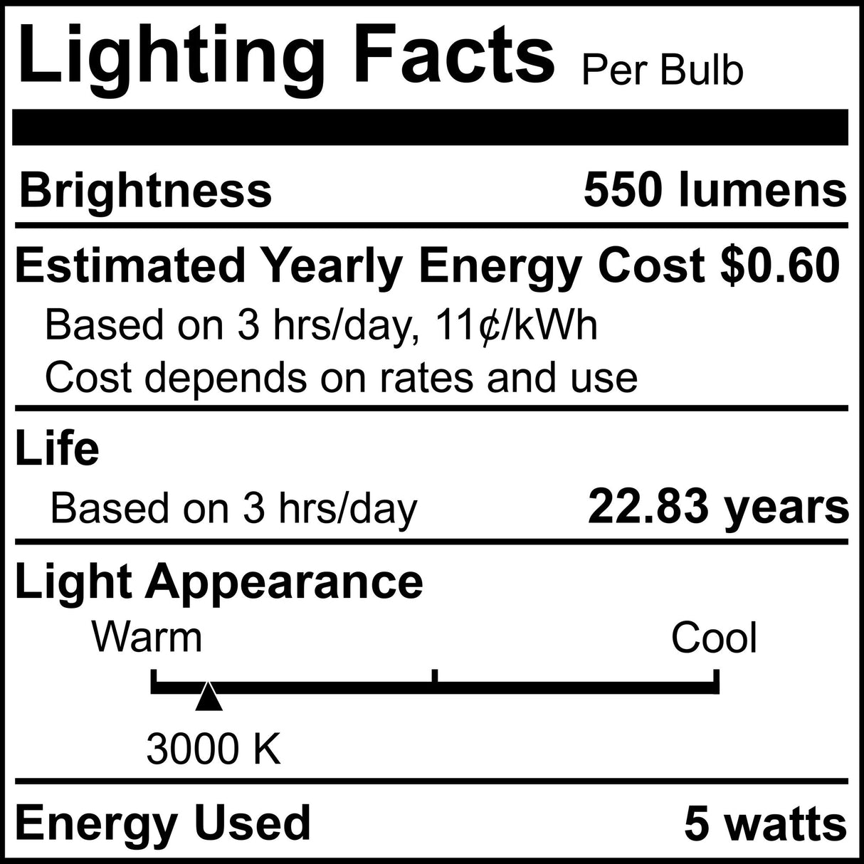 Bulbrite 862143 5W LED T6 Light Bulb 3000K Dimmable E12 550 Lumens 120V 2PK