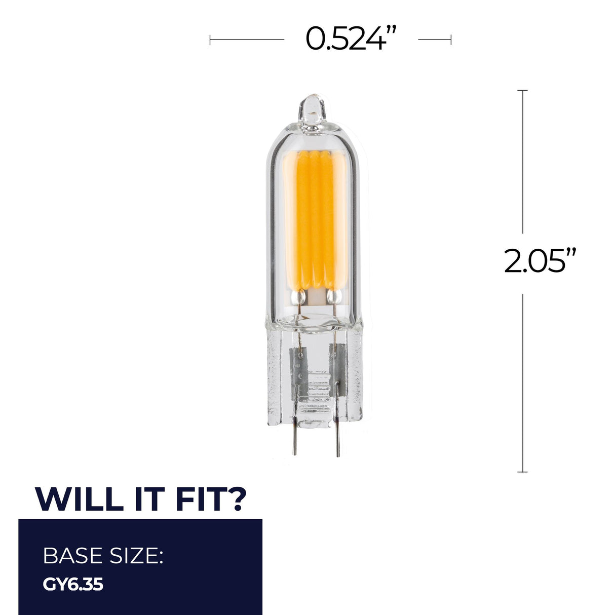Bulbrite 862041 Bulbrite LED Filament Pack of (4) 1.8 Watt Dimmable T5 Light Bulb with Clear Glass Finish and (GY6.35) Base - 2700K (Warm White Light), 140 Lumens