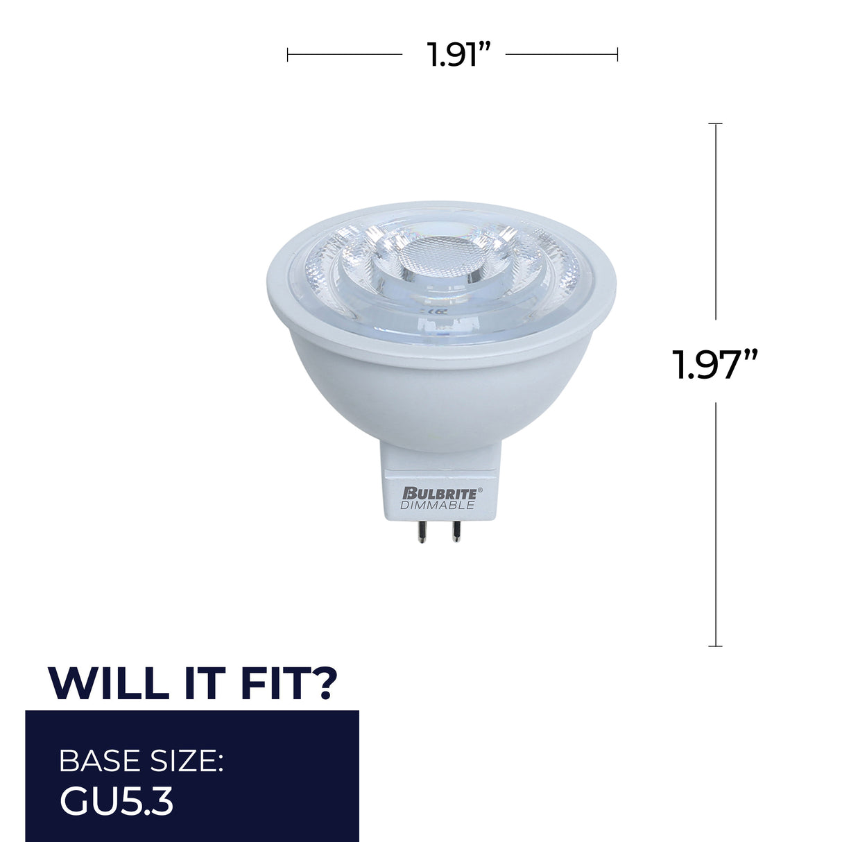 Bulbrite 862948 LED 7 Watt MR16 Light Bulb with a GU5.3 Base - 3000K (Soft White Light) 570 Lumens-2PK