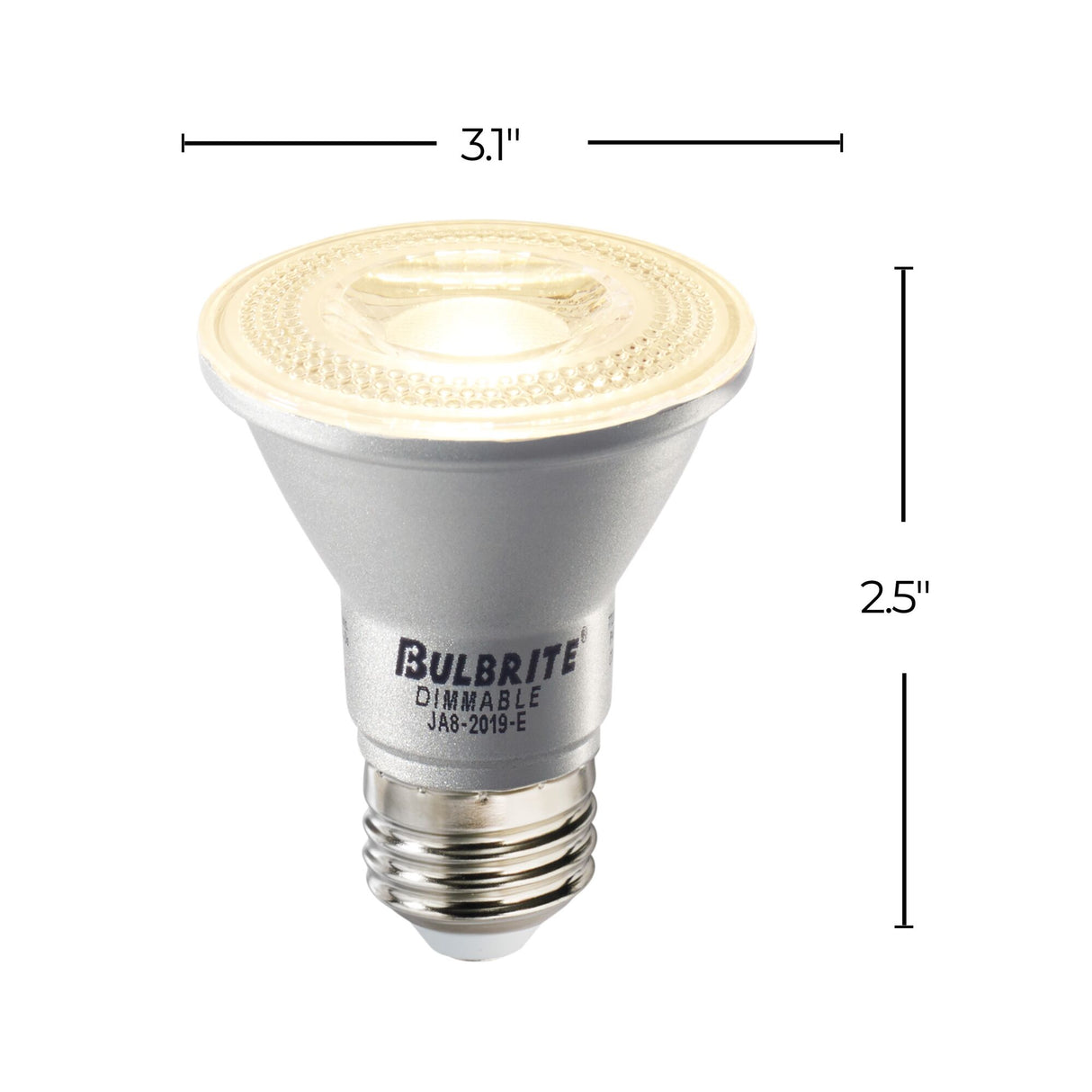 Bulbrite 861756 6.5W LED PAR20 Light Bulb 2700K Dimmable E26 488 Lumens 120V 6PK