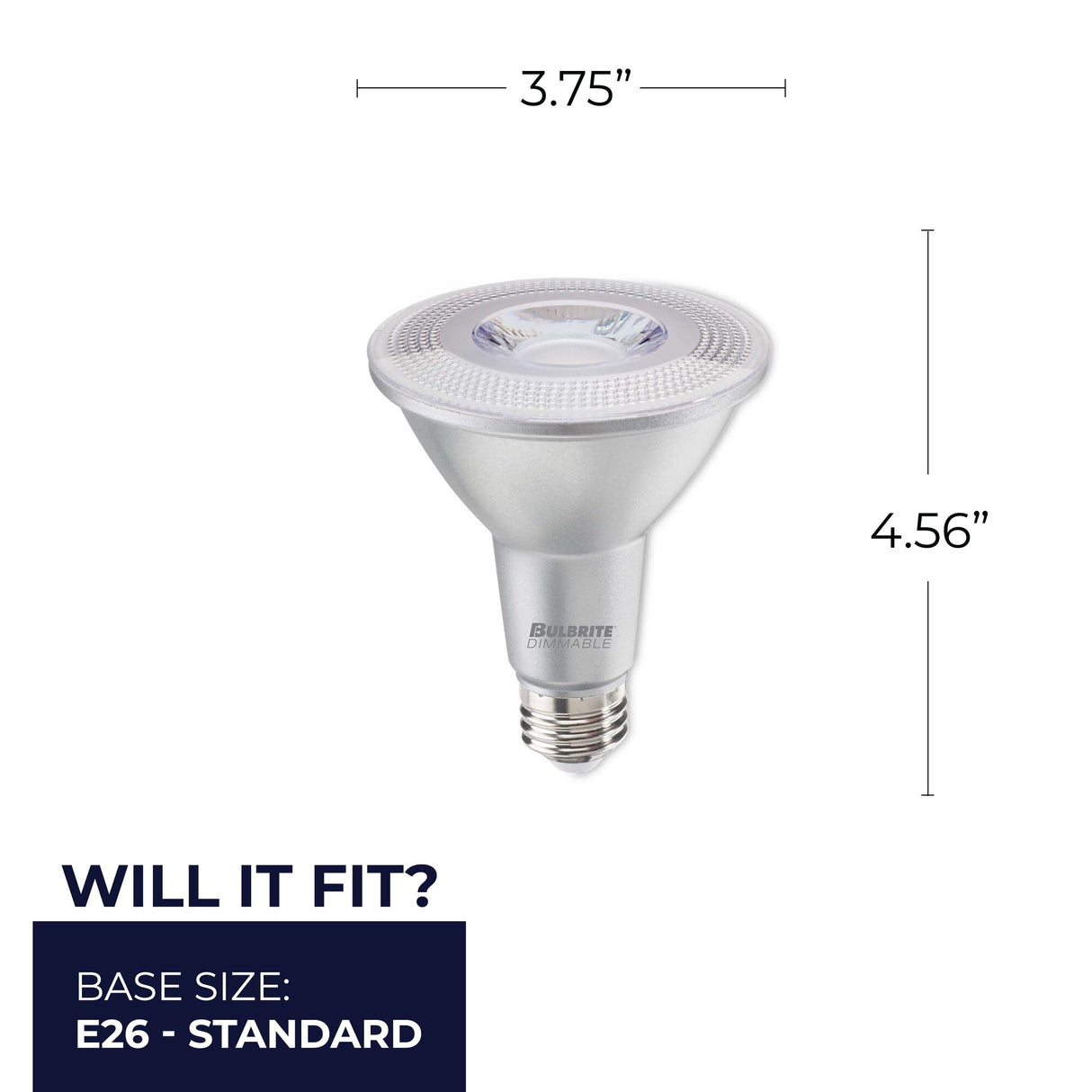 Bulbrite 861784 10W LED PAR30 Light Bulb 3000K Dimmable E26 800 Lumens 120V 6PK
