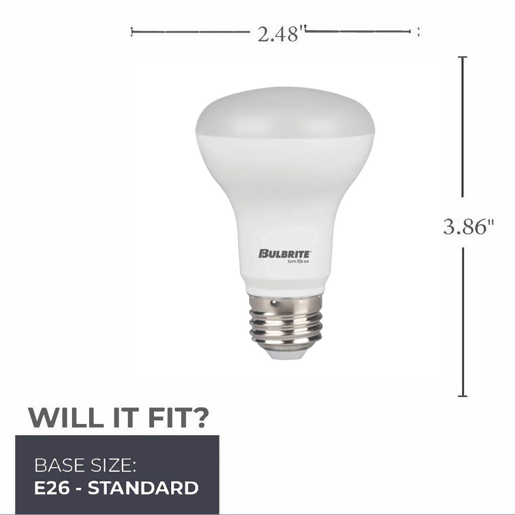 Bulbrite 862955 Bulbrite LED Filament 7 Watt Dimmable BR20 Light Bulb with Frost Glass Finish and Medium (E26) Base - 2700K (Warm White Light), 525 Lumens-4PK