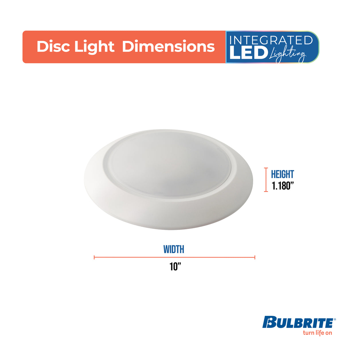 Bulbrite 773277 Bulbrite 25-Watt LED 10" Disc, 3000K, 2000 Lumens, White Finish