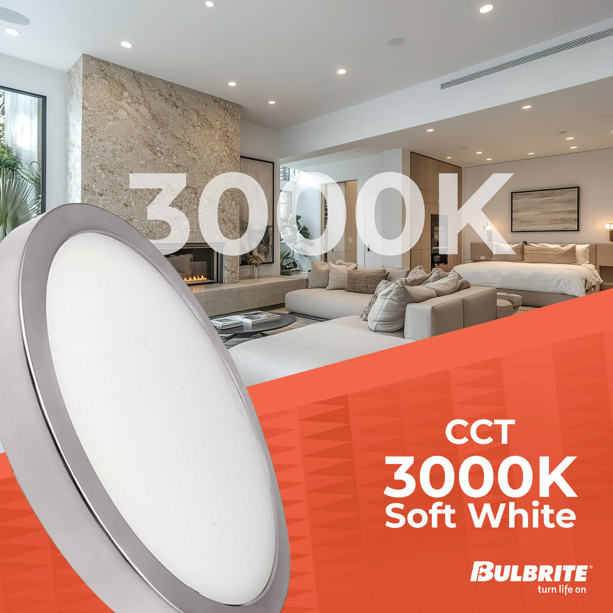 Bulbrite 773606 7" Round 10.3-Watt 3000K LED Flush Mount Light, 1150 Lumens, Nickel Finish
