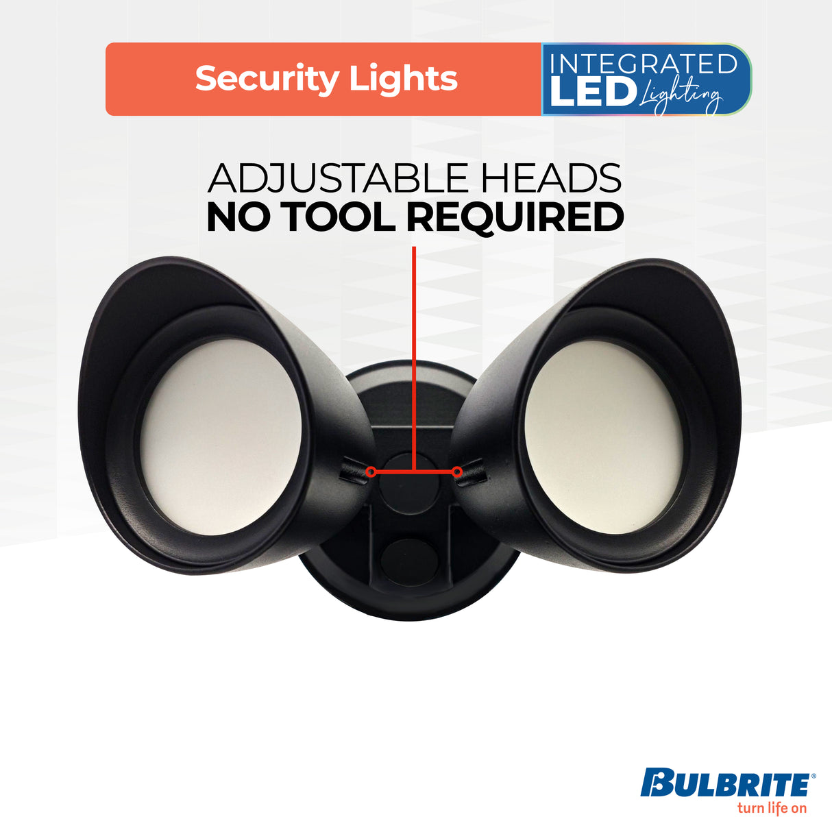 Bulbrite 773701 Wired Outdoor 2-Head LED Security Flood Light, Black Finish
