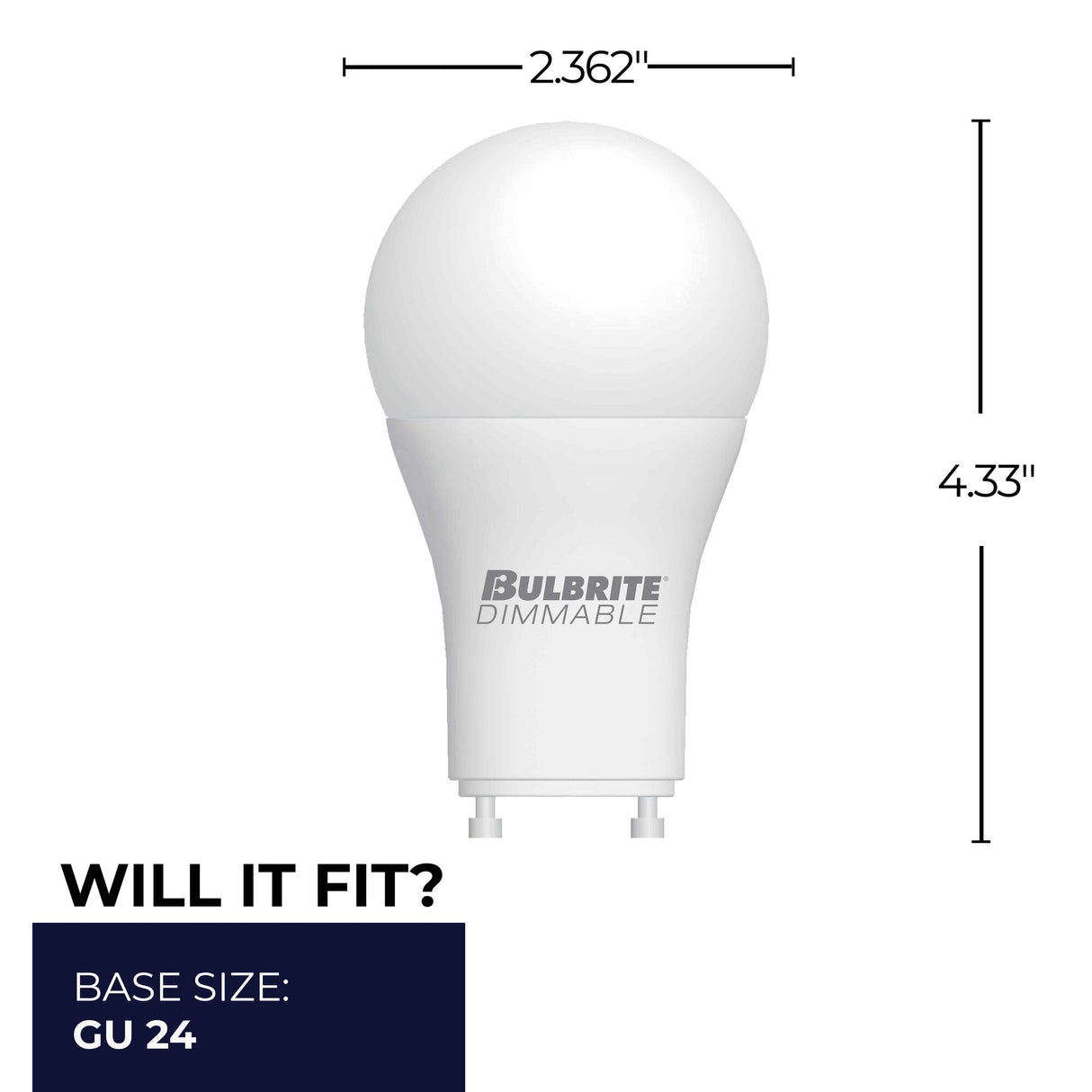 Bulbrite 862977 9W LED A19 60W EQUIV PREMIUM DIMMABLE 2700K GU24 120V 4PK