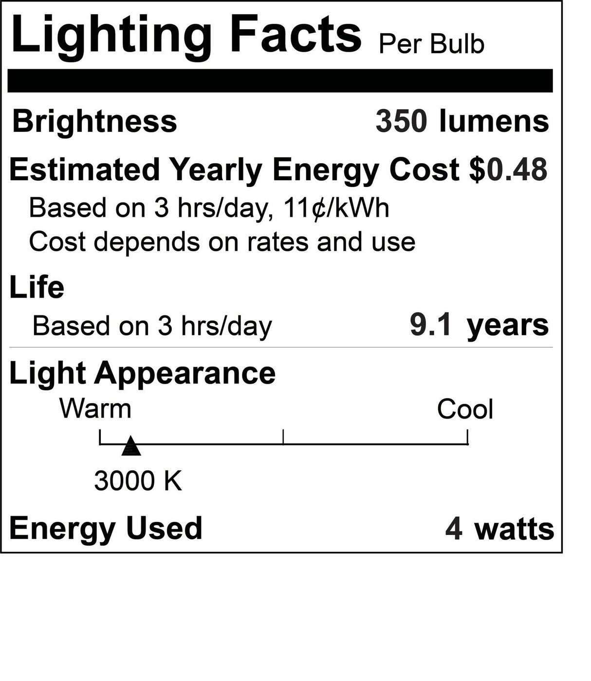 Bulbrite 861623 4W LED B11 Light Bulb 3000K Dimmable E12 400 Lumens 120V 8PK