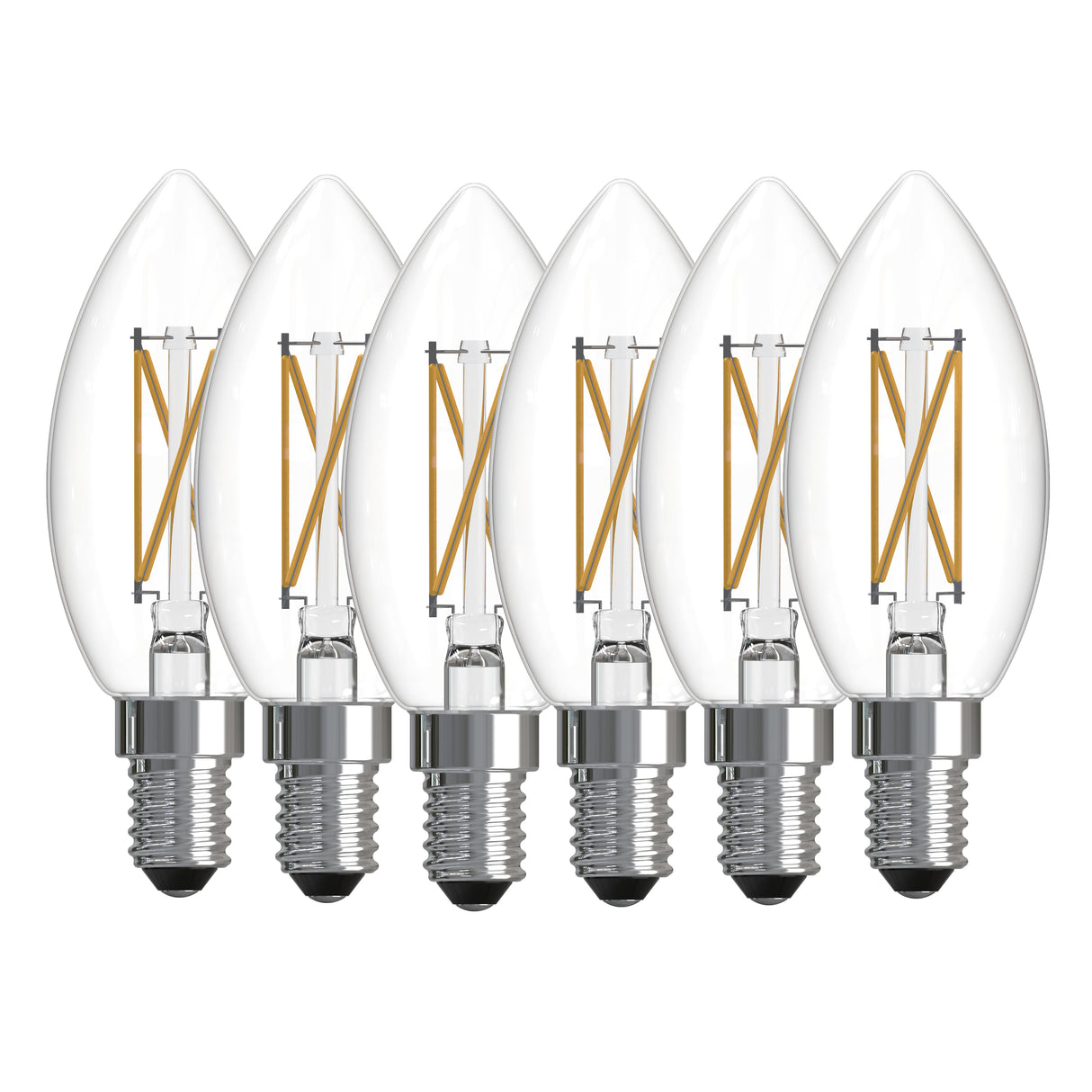 Bulbrite 776234 LED Filament Pack of 6, 5.1 Watt Dimmable B11 Light Bulb with Clear Finish and Candelabra Screw E12 Base - 4000K (Cool White Light) 500 lumens
