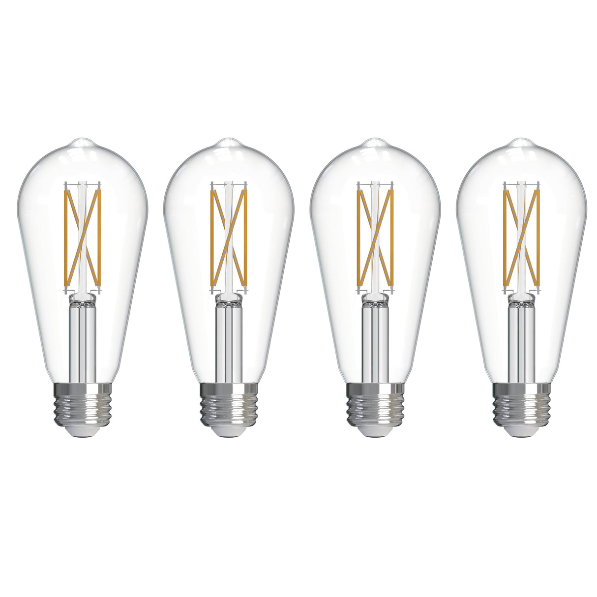 Bulbrite 776244 LED Filament Pack of 4, 7.6 Watt Dimmable ST18 Light Bulb with Clear Finish and Medium Screw E26 Base - 4000K (Cool White Light) 800 lumens