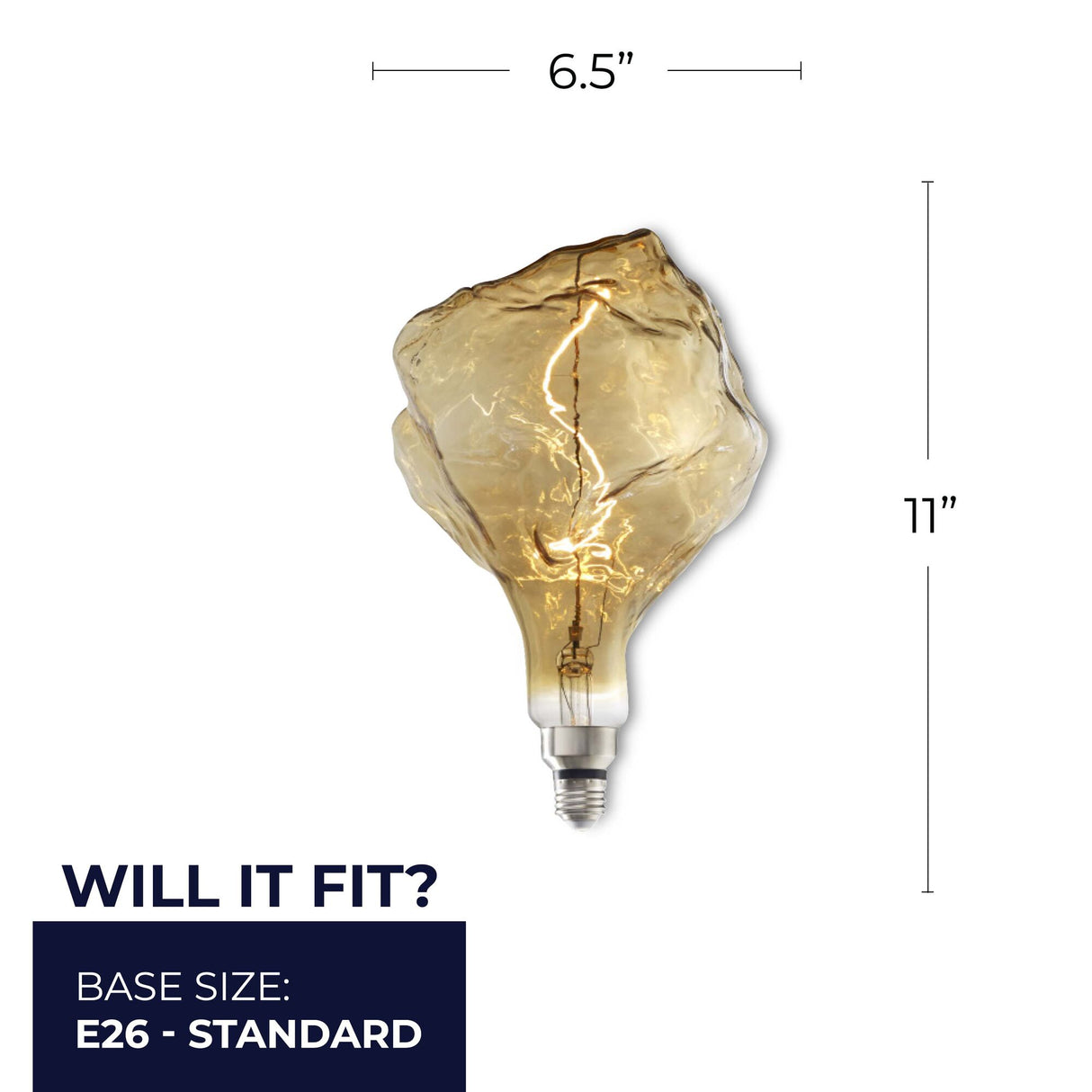 Bulbrite 776316 Bulbrite LED Grand Filament Nostalgic Iceberg Shaped Light Bulb, 60 Watt Equivalent, Medium Base (E26),2000K, Antique
