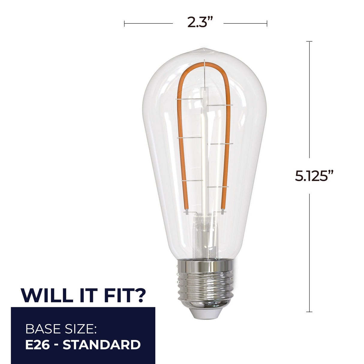 Bulbrite 861404 Bulbrite Curved LED Filament 4 Watt Dimmable Nostalgic Hairpin Filament ST18 Light Bulbs with Standard (E26) Base, Pack of 2