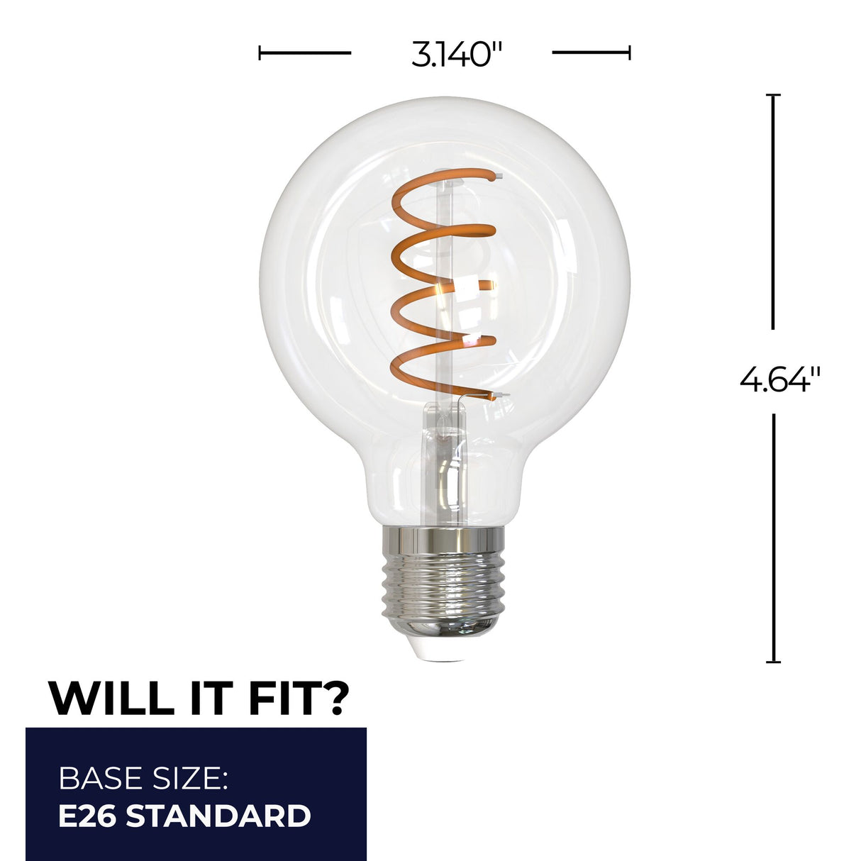 Bulbrite 861403 Bulbrite Pack of (2) 4 Watt Dimmable Antique Nostalgic Curved Filament G25 Medium (E26) LED Bulb - 2200K and 85 CRI