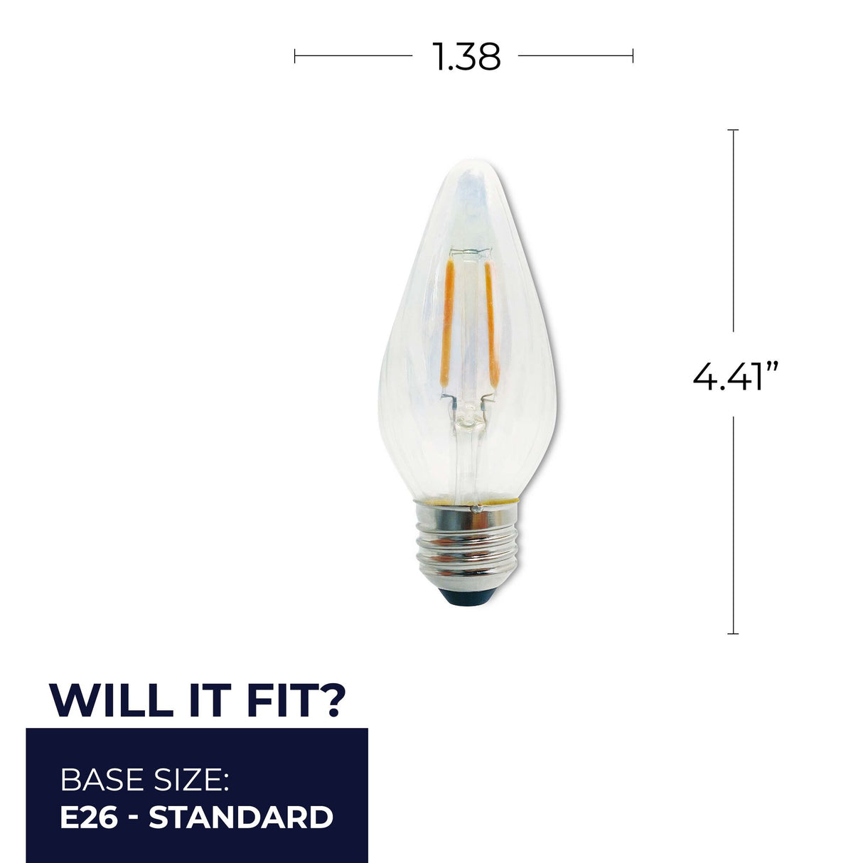 Bulbrite 862789 Bulbrite Fiesta Pack of (4) 4 Watt Dimmable F15 LED Filament Light Bulb with Clear Iridescent Glass Finish and Medium (E26) Base - 2700K (Warm White Light), 320 Lumens
