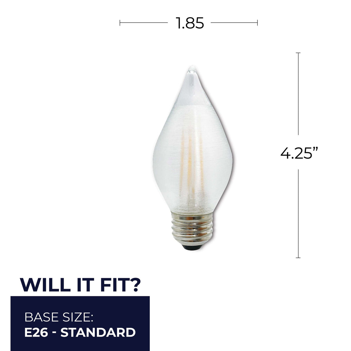 Bulbrite 862787 Bulbrite Spunlite Pack of (4) 4 Watt Dimmable C15 LED Filament Light Bulb with Satin Glass Finish and Medium (E26) Base - 2700K (Warm White Light), 350 Lumens