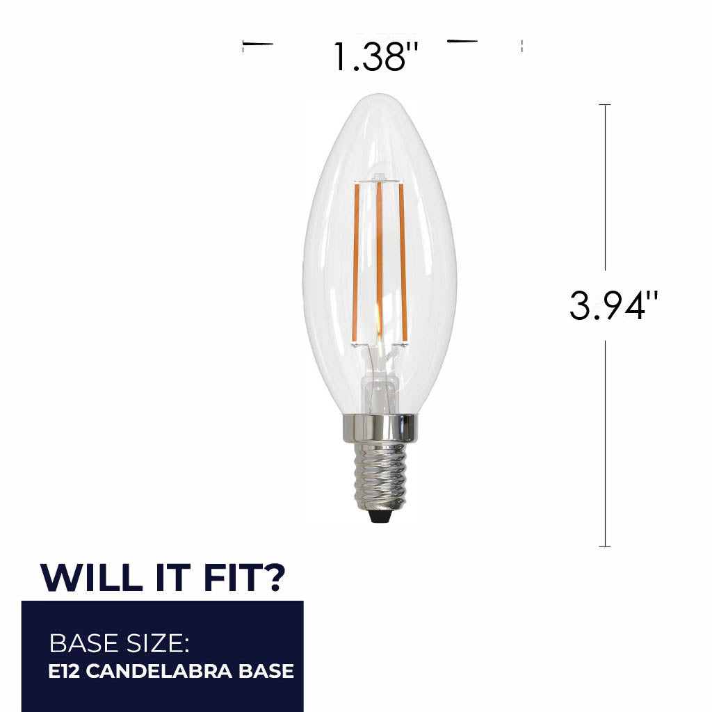 Bulbrite 861629 4.1W LED B11 4000K FILAMENT E12 DIM-8PK