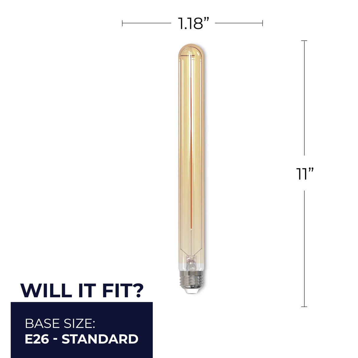 Bulbrite 862773 Bulbrite LED Filament Pack of (4) 5 Watt Dimmable 11 Inch T9 Light Bulb with Antique Glass Finish and Medium (E26) Base - 2100K (Amber Light), 300 Lumens