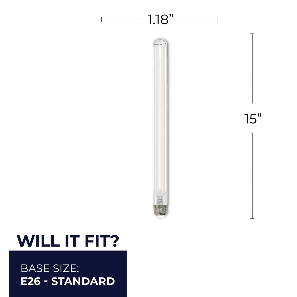 Bulbrite 862778 Bulbrite LED Filament Pack of (4) 5 Watt Dimmable 15 Inch T9 Light Bulb with Clear Glass Finish and Medium (E26) Base - 3000K (Soft White Light), 400 Lumens