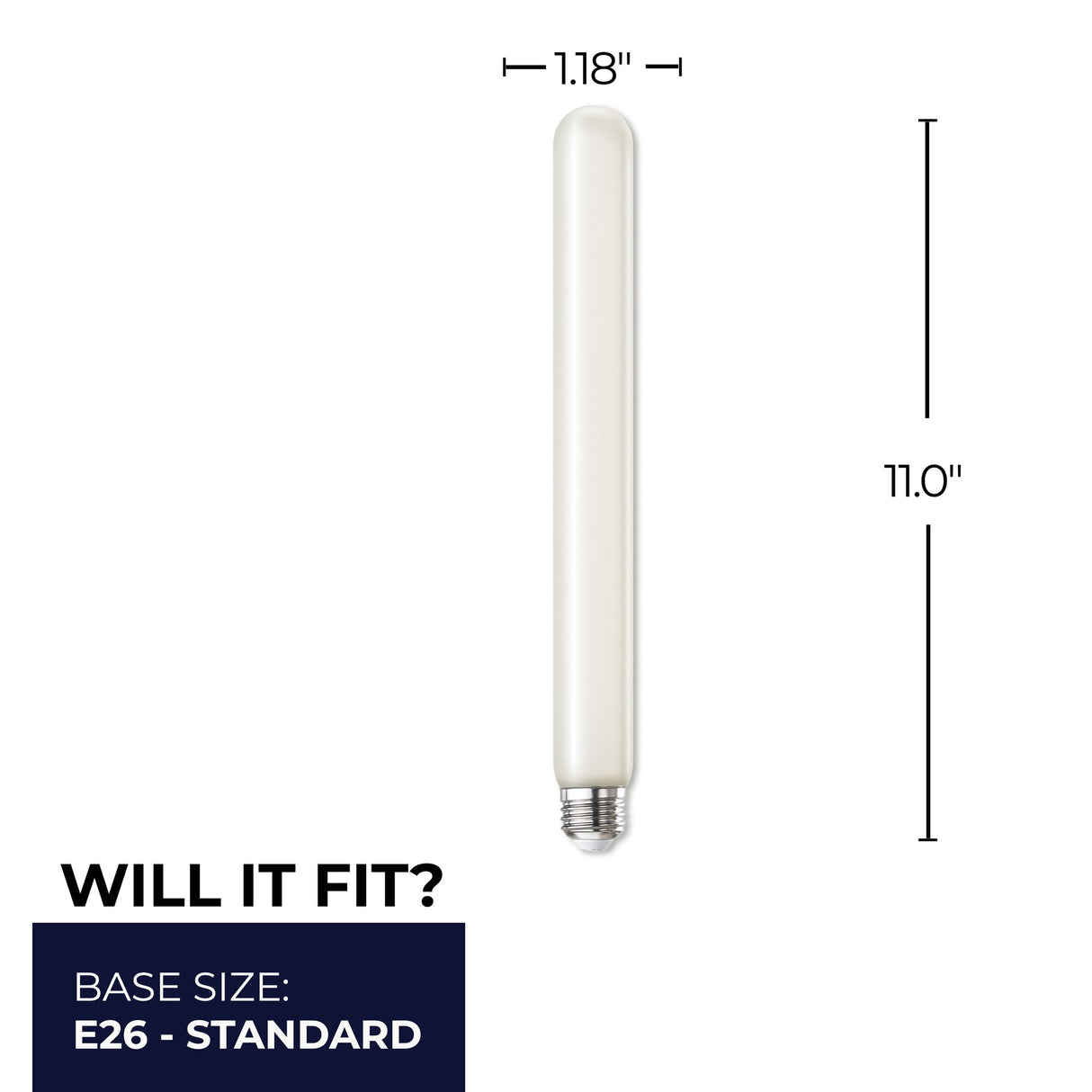 Bulbrite 862837 Bulbrite LED Filament Pack of (4) 5 Watt Dimmable 11 Inch T9 Light Bulb with Frost Glass Finish and Medium (E26) Base - 2700K (Warm White Light), 400 Lumens