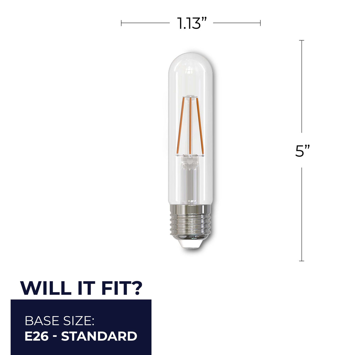 Bulbrite 861575 5W LED T9 Light Bulb 2700K Dimmable E26 400 Lumens 120V 2PK