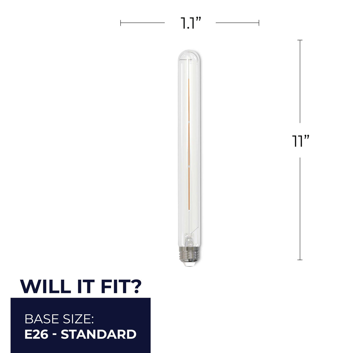 Bulbrite 861365 Bulbrite Pack of (2) 5 Watt Dimmable Clear Glass T9 LED Light Bulbs with Medium (E26) Screw Base, 2700K (Warm White Light), 450 Lumens
