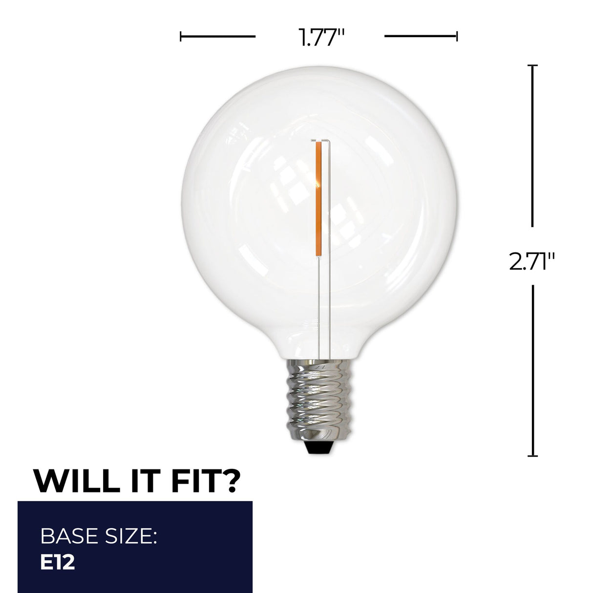 Bulbrite 862743 Bulbrite LED Mini Pack of (10) 1 Watt Dimmable G16 Light Bulbs with Clear Plastic Finish and Candelabra (E12) Base - 2700K (Warm White Light), 70 Lumens