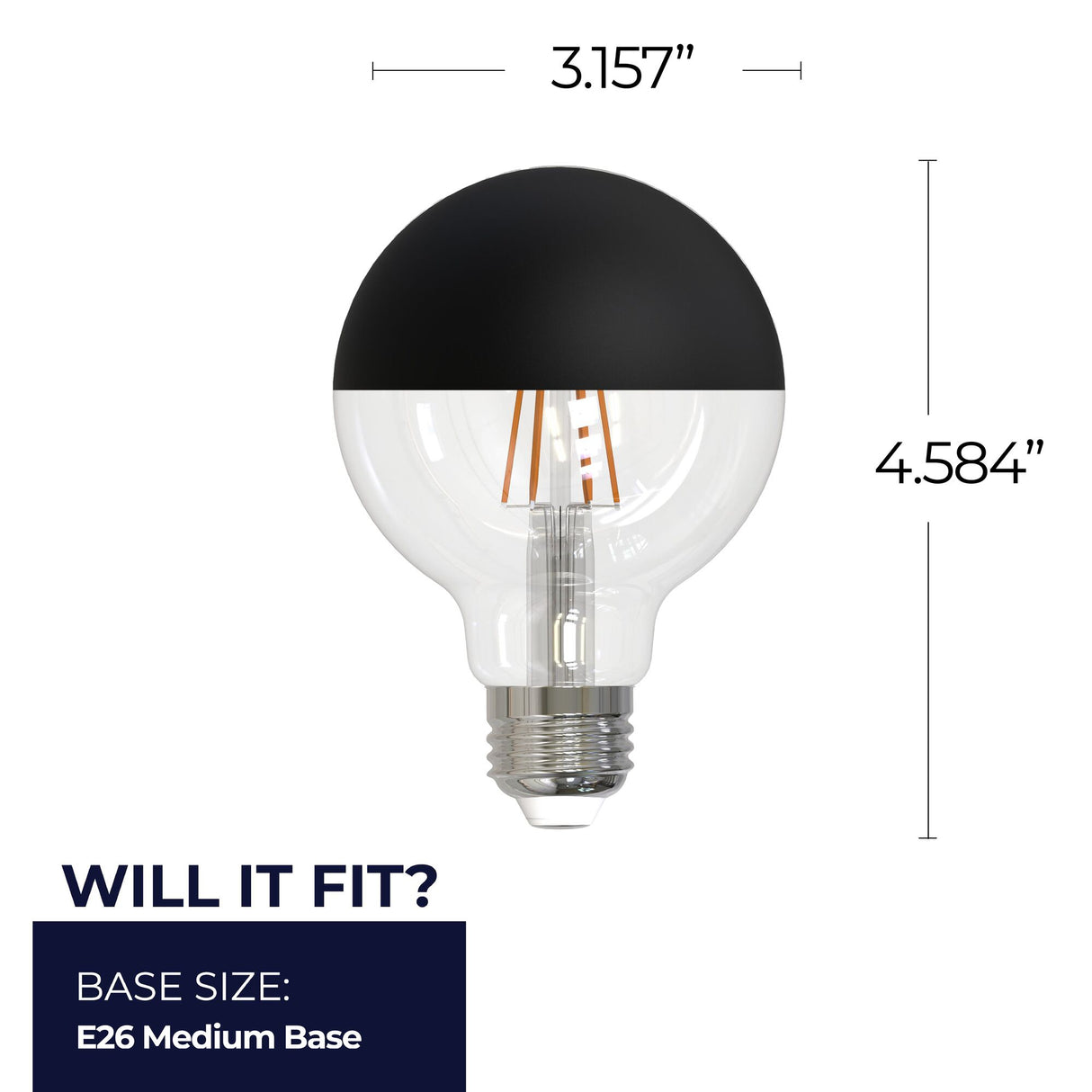 Bulbrite 862063 5W LED G25 Light Bulb 2700K Dimmable E26 400 Lumens 120V 4PK