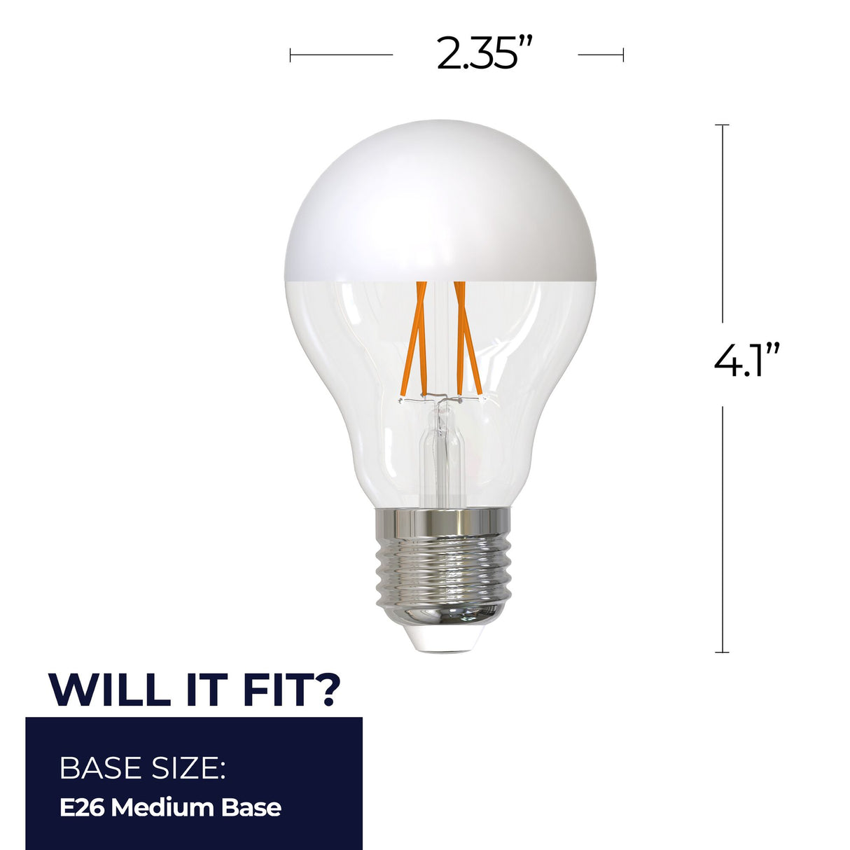 Bulbrite 862065 5W LED A19 Light Bulb 2700K Dimmable E26 400 Lumens 120V 4PK