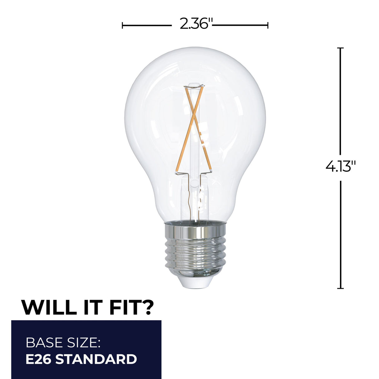 Bulbrite 862687 Bulbrite 6-Pack 2.5-Watt A19 Medium(E26)LED Bulb with Vintage Spiral Filaments, Clear,2700K,100 Lumens
