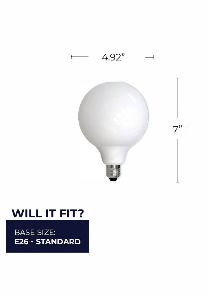 Bulbrite 862916 Bulbrite LED 8.5 Watt Dimmable G40 Light Bulb with a Milky Finish and a Medium Screw E26 - 2700K (Warm White Light) 800 lumens