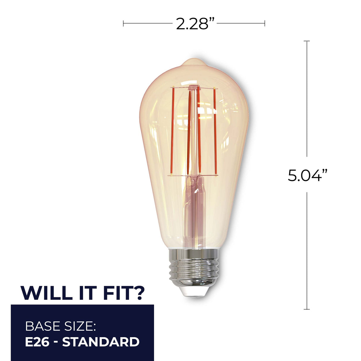 Bulbrite 861410 Bulbrite Pack of (2) 7 Watt Dimmable Antique Filament ST18 Medium (E26) LED Bulb - 650 Lumens, 2100K, and 80 CRI