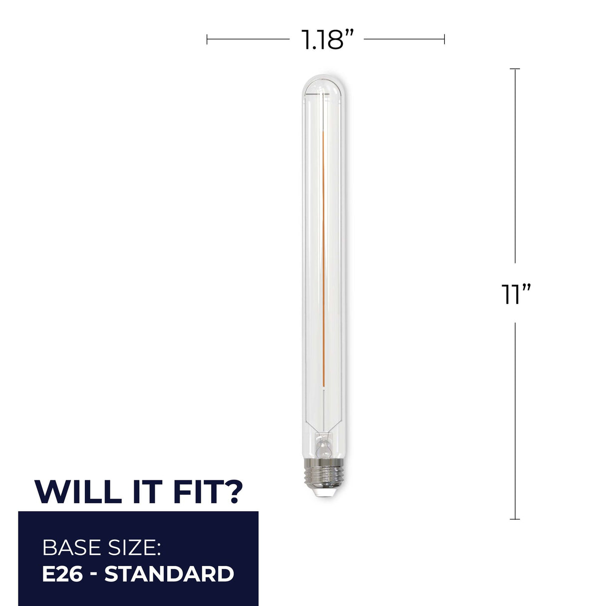 Bulbrite 862775 Bulbrite LED Filament Pack of (4) 5 Watt Dimmable 11 Inch T9 Light Bulb with Clear Glass Finish and Medium (E26) Base - 3000K (Soft White Light), 350 Lumens