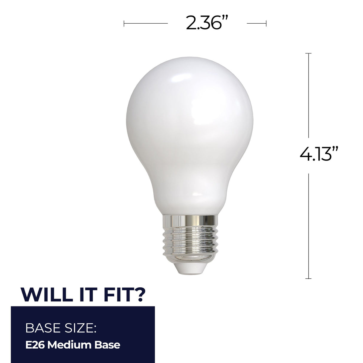 Bulbrite 862069 Bulbrite LED Filament Pack of (4) 2.5 Watt Dimmable A19 Light Bulb with Milky Glass Finish and Medium (E26) Base - 2700K (Warm White Light), 250 Lumens