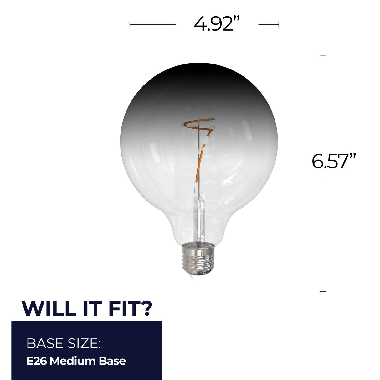 Bulbrite 862110 Bulbrite LED Filament Pack of (2) 4.5 Watt Dimmable G40 Light Bulb with Clear/Smoke Glass Finish and Medium (E26) Base - 3000K (Soft White Light), 200 Lumens