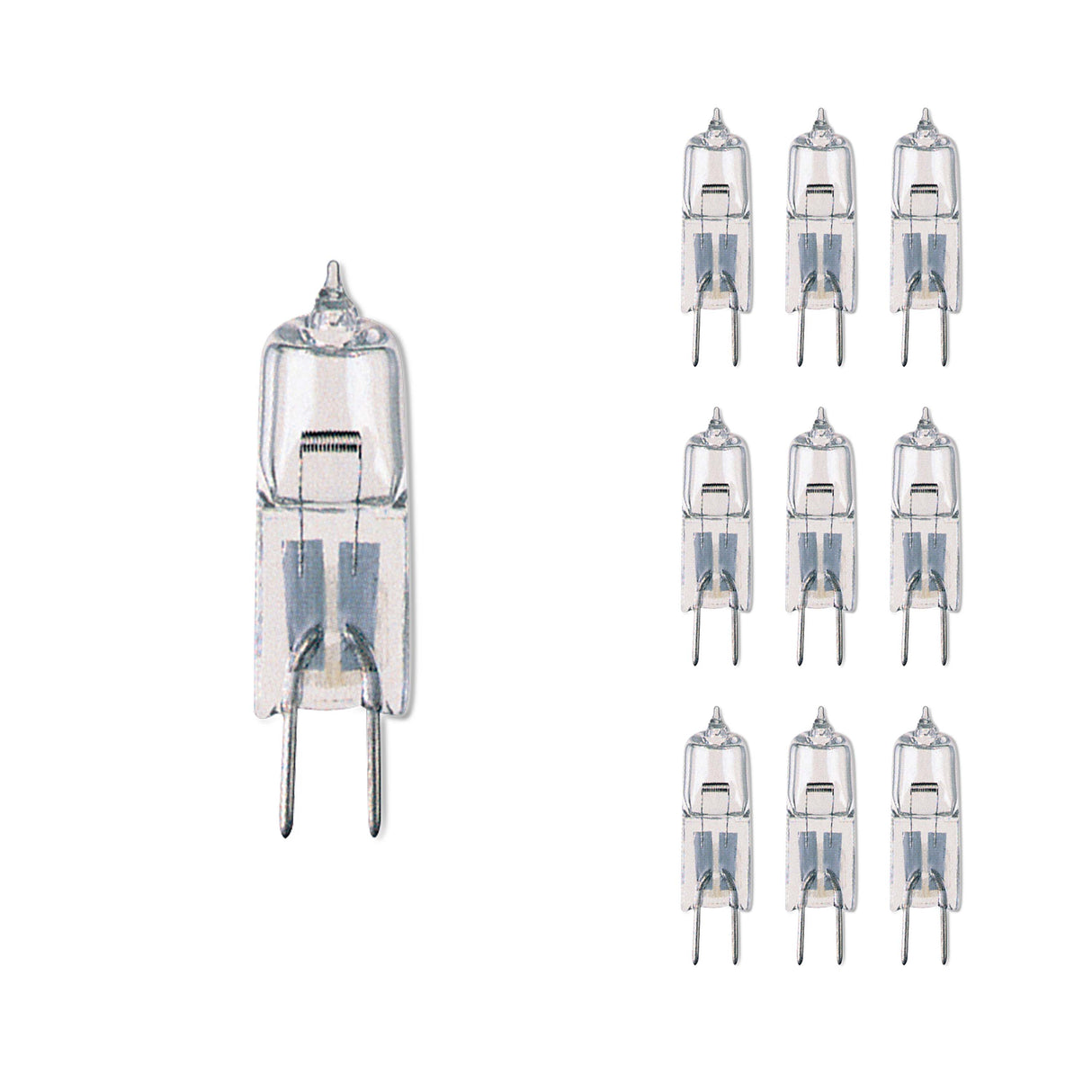 Bulbrite 860781 Bulbrite Pack of (10) Halogen Mini T3 JC Bi-Pin Base (G4) Light Bulbs, 20 Watt, Clear