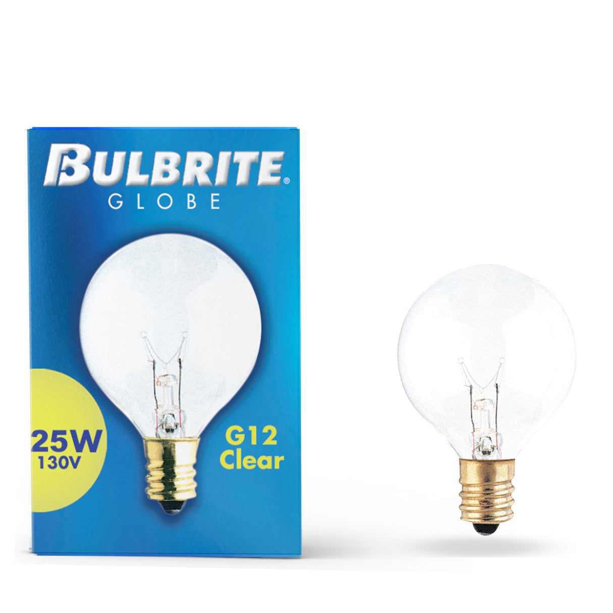 Bulbrite 861050 Bulbrite 40 Watt Incandescent G12 Globe Bulb, Clear Dimmable Candelabra Screw Base (E12) Warm White Light Bulb (Pack of 50)