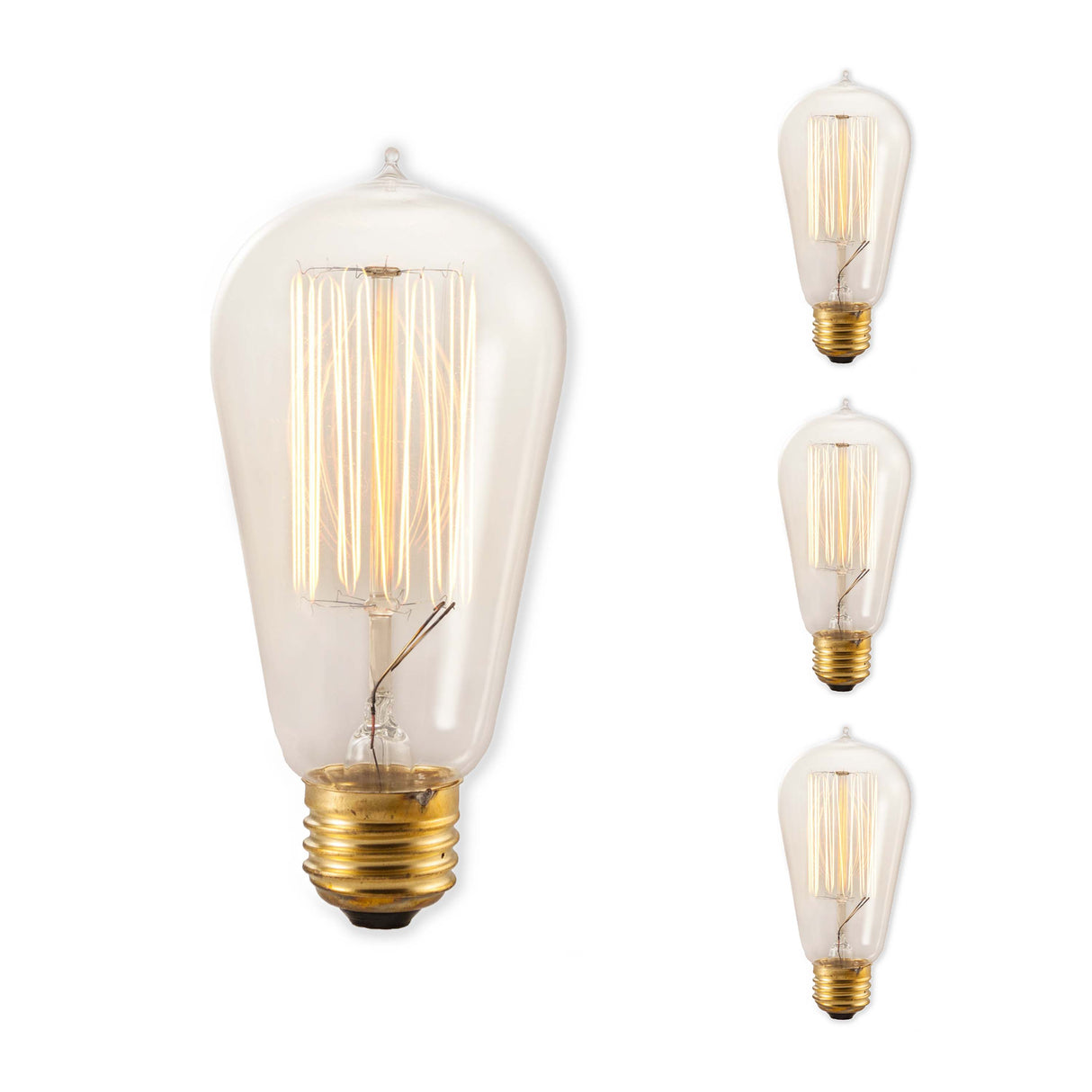 Bulbrite 861058 Bulbrite Incandescent Pack of (4) Dimmable 40 Watt Nostalgic Edison Squirrel Cage-style ST18 Light Bulbs with Antique Glass Finish and Medium (E26) Screw Base, 2200K (Amber Light)