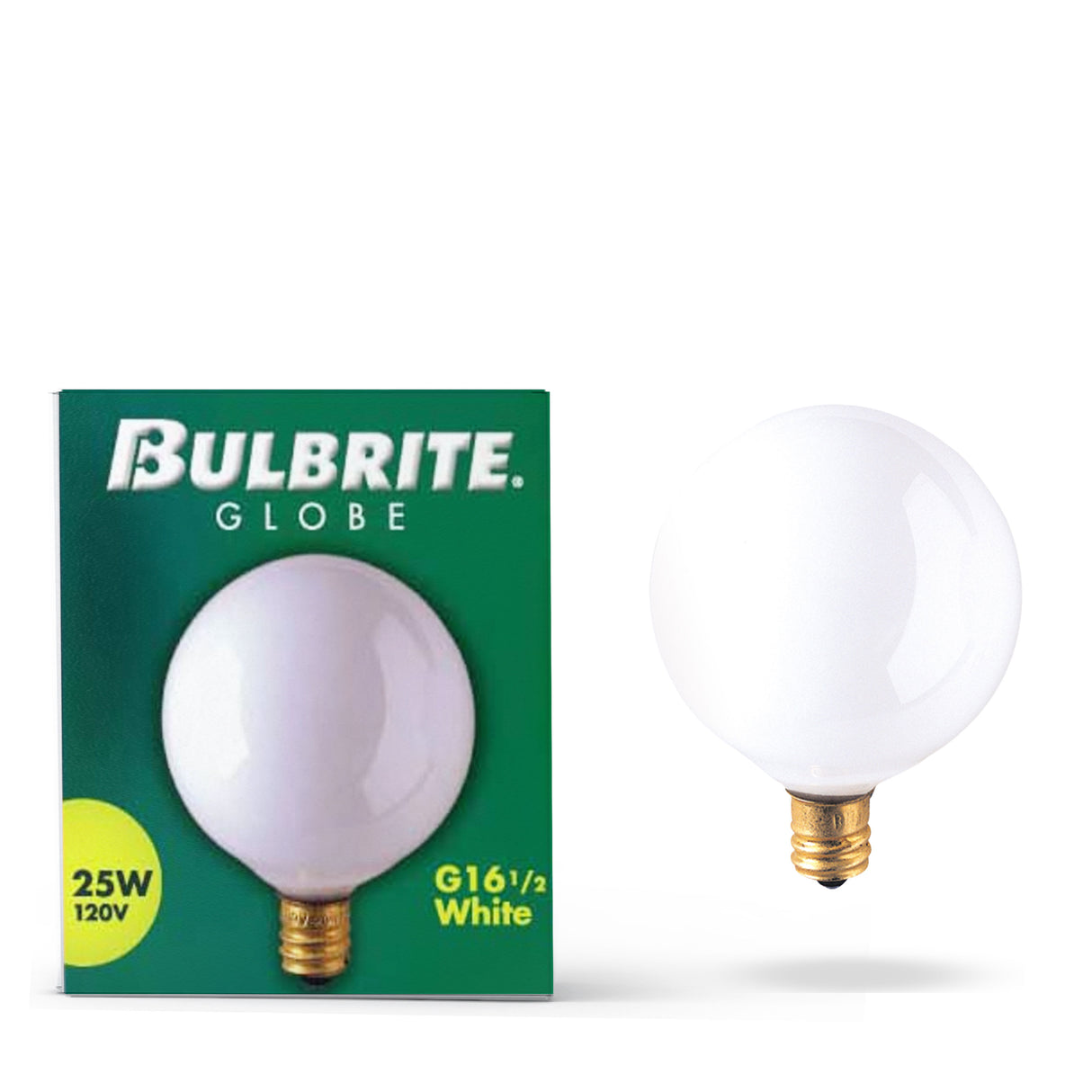 Bulbrite 861086 Bulbrite Incandescent G16.5 Candelabra Screw Base (E12) Light Bulb, 25 Watt, White